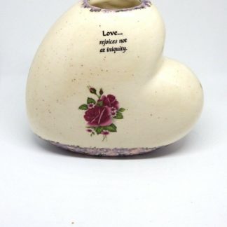 cream vase heart shaped ceramic hand painted base